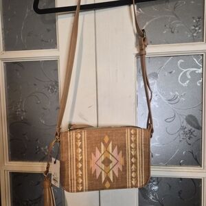 Sonoma Brown and Pink Patterned Crossbody Bag- NWT